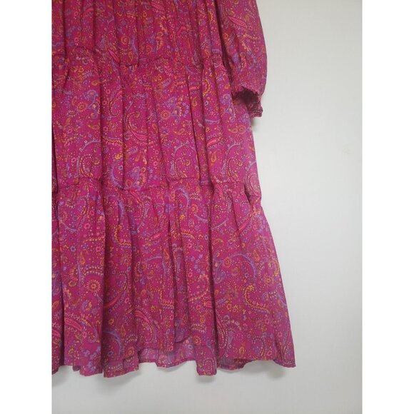 Beach Lunch Lounge Womens 2XL Midi Dress Pink Semi Sheer Tiered Boho Spring - Picture 3 of 7